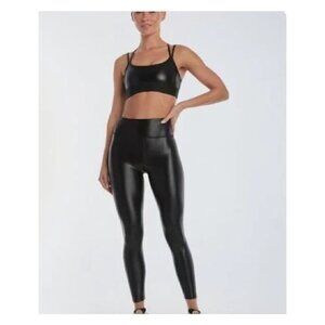 Noli Black Metallic Liquid High Waisted Stretch Leggings NWT